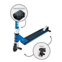 Micro MX TRIXX 2.0 - Trottinette freestyle à deux roues pour enfants - Bleu Océan + PEGS