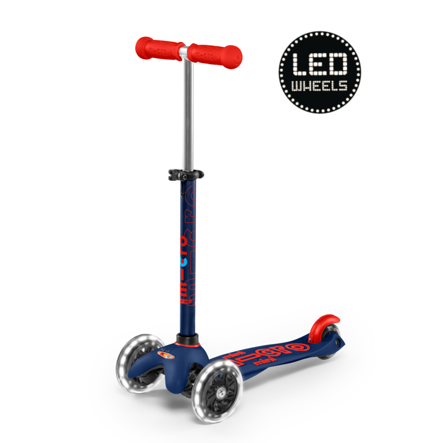 Mini Micro scooter Deluxe LED - 3-wheel children's scooter - Navy Blue/Red