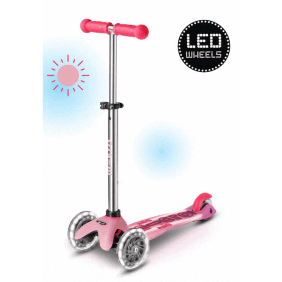 Mini Micro scooter Deluxe Glow Plus LED - 3-wheel children's scooter - Frosty Pink