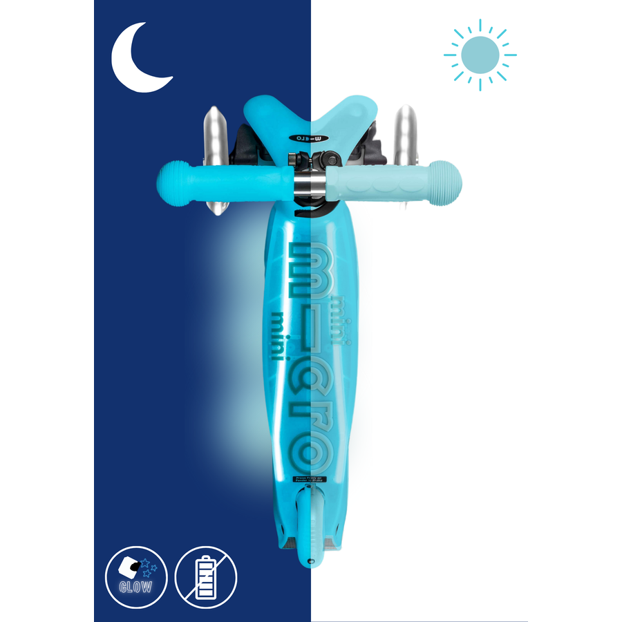 Mini Micro scooter Deluxe Glow Plus LED - 3-wheel children's scooter - Glacier Aqua