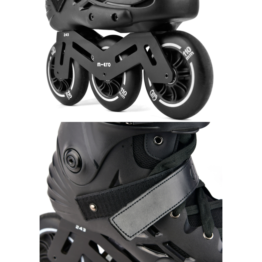 Micro Urban Skates MT3 - inline skates - 3 grote wielen - Beginners en gevorderden - Zwart