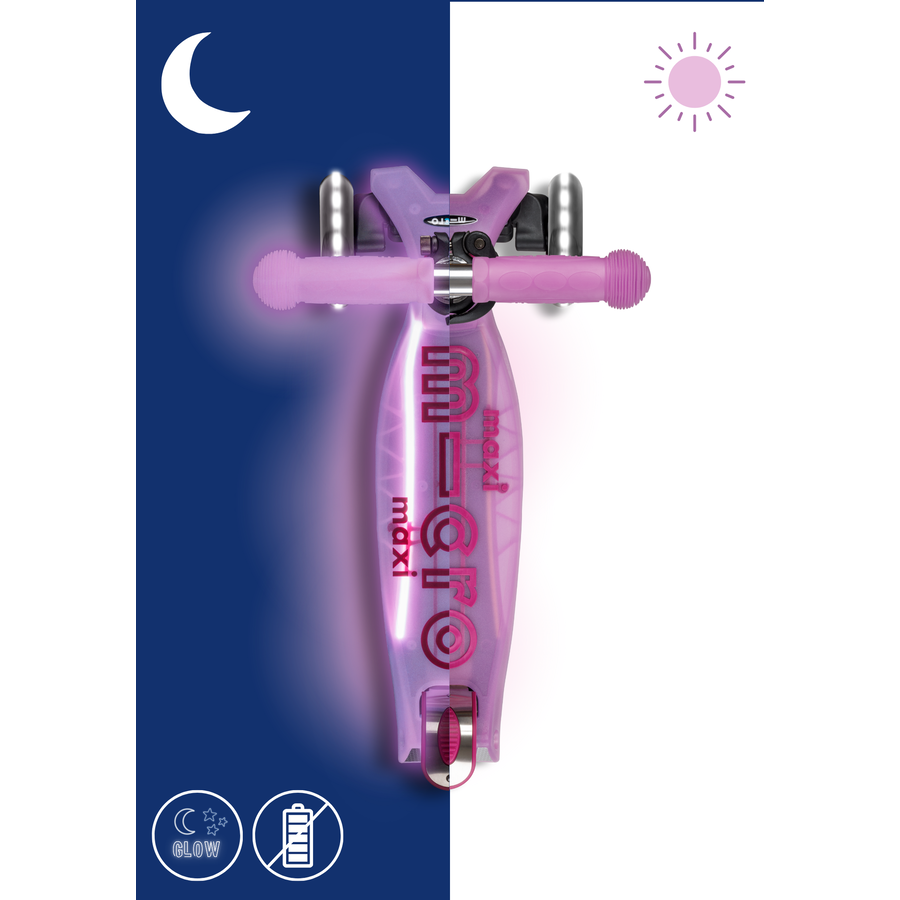 Trottinette Maxi Micro Deluxe Glow Plus LED - trottinette enfant 3 roues - Violet Lumineux
