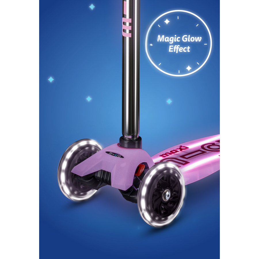 Trottinette Maxi Micro Deluxe Glow Plus LED - trottinette enfant 3 roues - Violet Lumineux