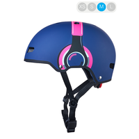 Micro ABS helm Deluxe - kinderhelm - wasbare fleece voering - goede luchtcirculatie - Headphones blauw/roze