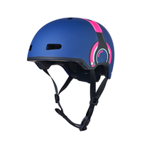 Micro ABS helm Deluxe - kinderhelm - wasbare fleece voering - goede luchtcirculatie - Headphones blauw/roze