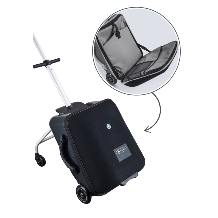 Micro Ride On Luggage Eazy - trolleykoffer met ingebouwd kinderzitje - Zwart