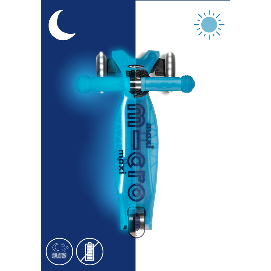 Maxi Micro scooter Deluxe Glow Plus LED - 3-wheel children's scooter - Crystal Blue