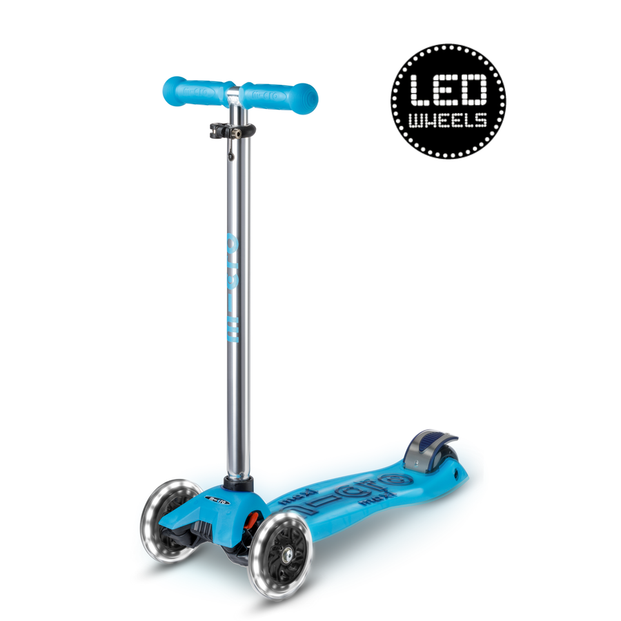 Maxi Micro scooter Deluxe Glow Plus LED - 3-wheel children's scooter - Crystal Blue