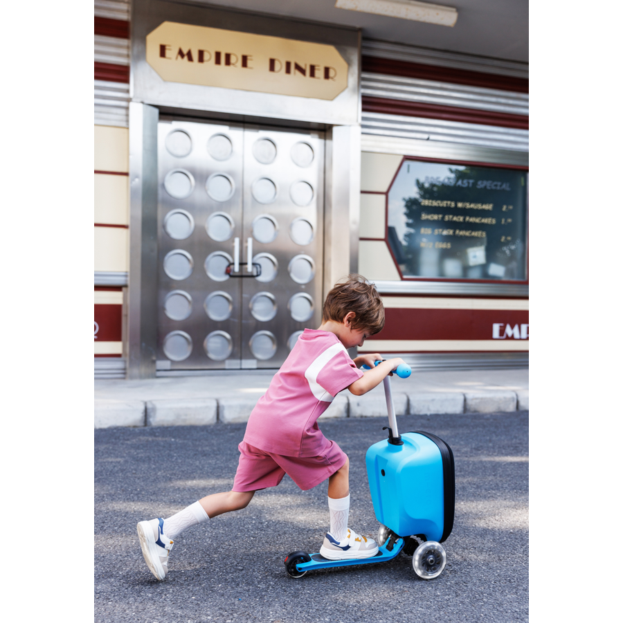 Micro Step Luggage Junior LED - Patch & Play - 3-wiel kinderstepkoffer - Blauw