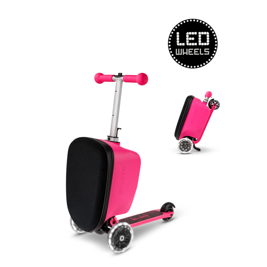 Micro Step Luggage Junior LED - Patch & Play - 3-wiel kinderstepkoffer - Roze