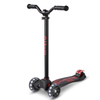 Trottinette Maxi Micro Deluxe Pro LED - trottinette enfant 3 roues - Noir/Rouge