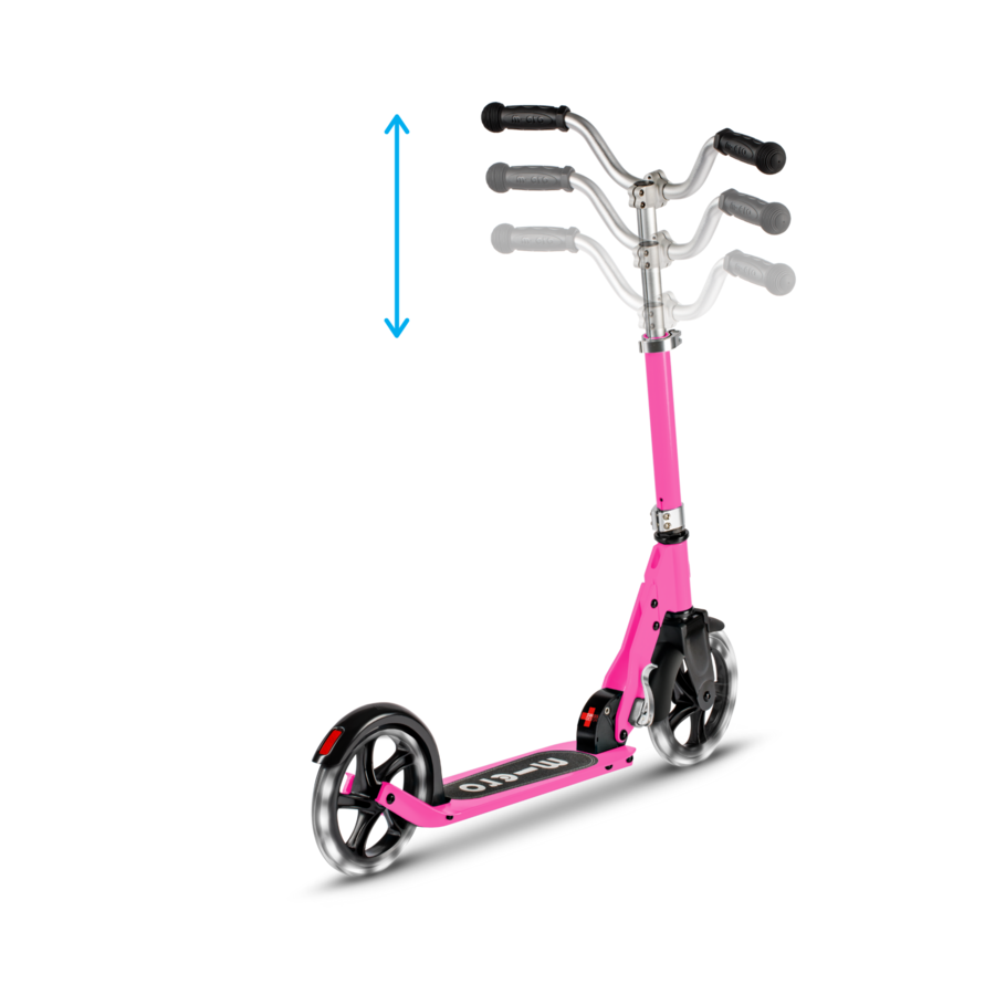 Micro Cruiser LED - 2-wiel vouwstep kind - 200mm wielen - Roze
