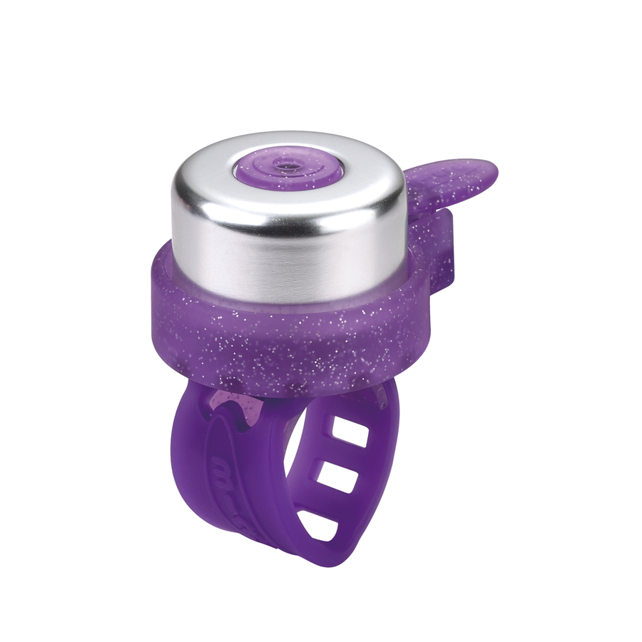 Micro bel - voor alle steps en fietsen - eenvoudige bevestiging -  Glitter Paars