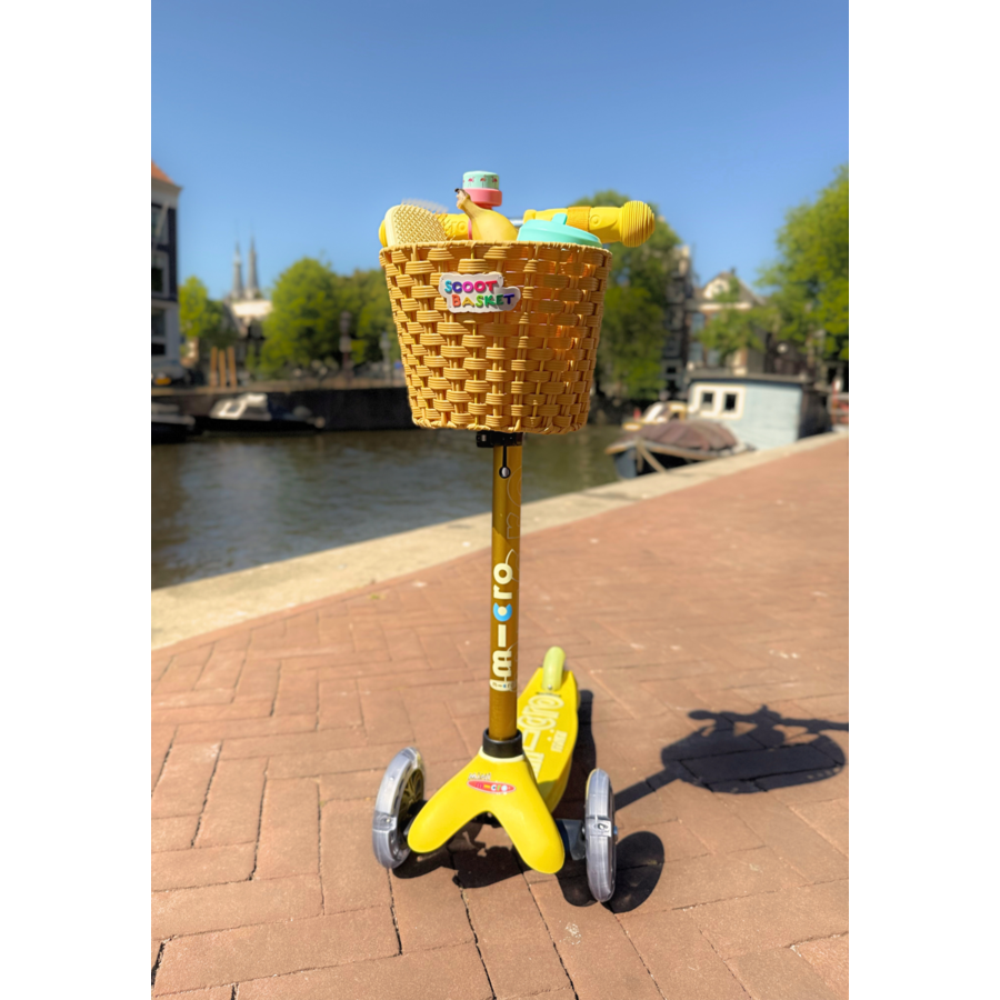 Scoot basket – for scooters and bikes – easy to attach – water-resistant – Yellow