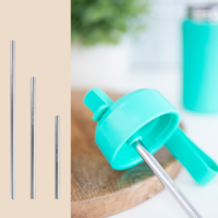 Paille Acier inoxydable MontiiCo pour Fusion Sipper couvercle 2.0 - Tailles variées - Réutilisable
