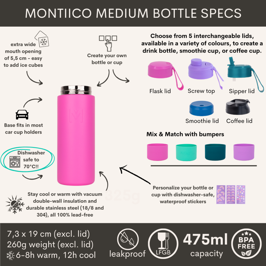 MontiiCo Fusion Base Isotherme Universelle 475 ml - moyenne - sans bouchon