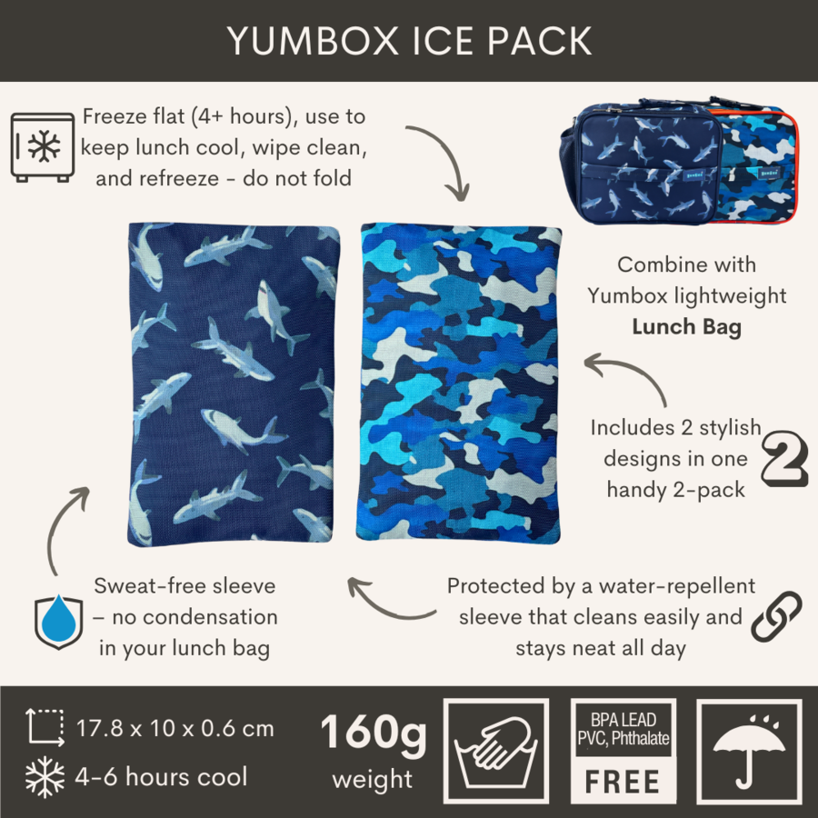 Yumbox Duo de Packs de Glace Gel - 4 à 6 heures de froid – réutilisable – 2 motifs