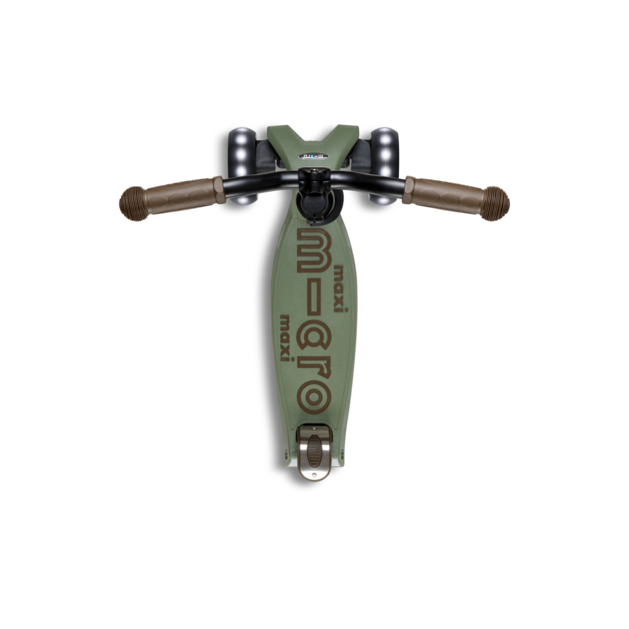 Trottinette Maxi Micro Deluxe Pro LED - trottinette enfant 3 roues - Vert olive