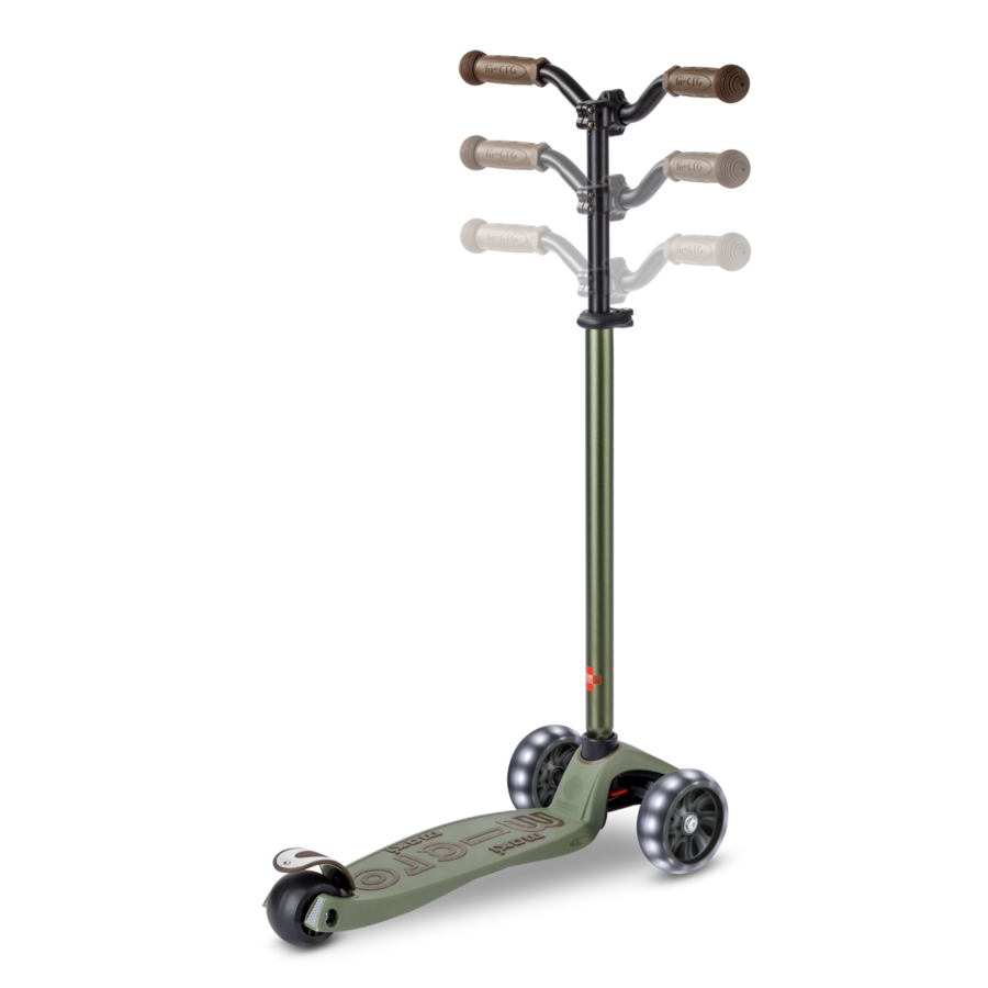 Maxi Micro step Deluxe Pro LED - 3-wiel kinderstep - Olive groen