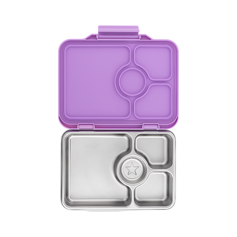 Yumbox Prêt Acier inoxydable - 4-compartiments - Boîte à lunch bento étanche - matériaux durables et sûrs pour les aliments