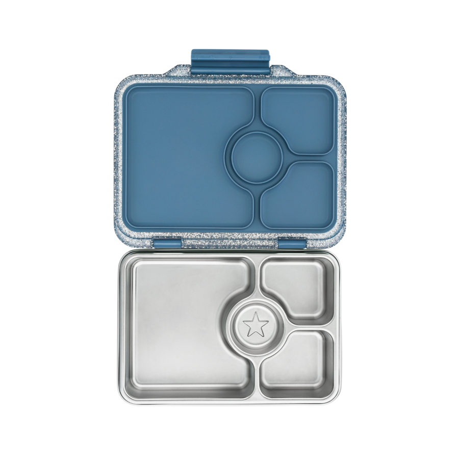 Yumbox Prêt Acier inoxydable - 4-compartiments - Boîte à lunch bento étanche - matériaux durables et sûrs pour les aliments