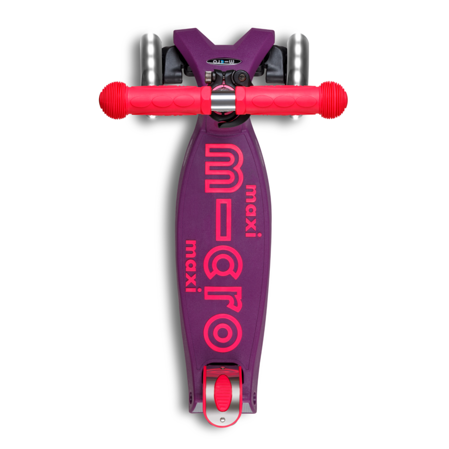 Trottinette Maxi Micro Deluxe pliable LED - trottinette enfant 3 roues - Violet Rose Néon