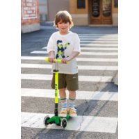 Maxi Micro step Deluxe inklapbaar LED - 3-wiel kinderstep - Geel Groen Neon