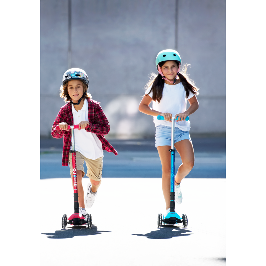 Trottinette Maxi Micro Deluxe pliable LED - trottinette enfant 3 roues - Bleu