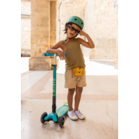 Maxi Micro scooter Deluxe foldable LED - 3-wheel children's scooter - Petrol Green