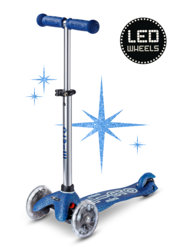 Micro Mini Micro step Deluxe Glitter LED blauw