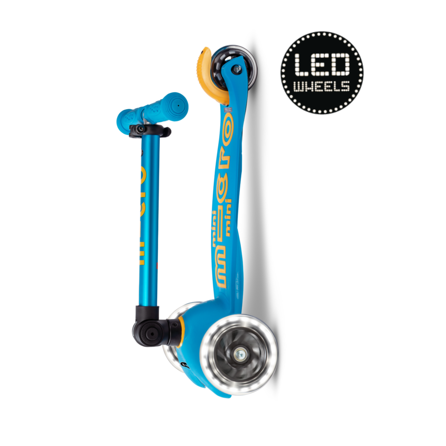 Trottinette Mini Micro Deluxe pliable LED - trottinette enfant 3 roues - Océan bleu