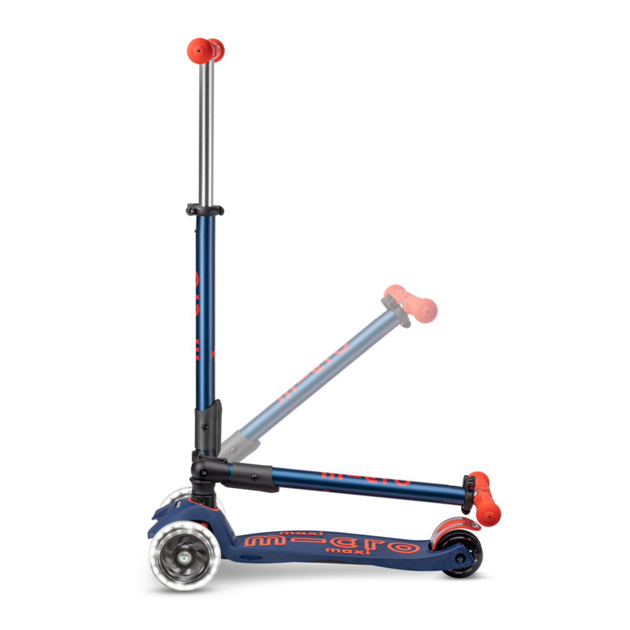 Trottinette Maxi Micro Deluxe pliable LED - trottinette enfant 3 roues - Bleu Marine