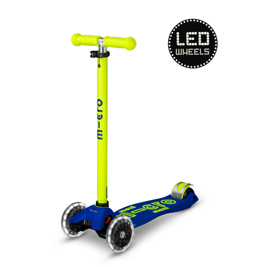 Maxi Micro scooter Deluxe LED - 3-wheel children's scooter - Blue Yellow neon