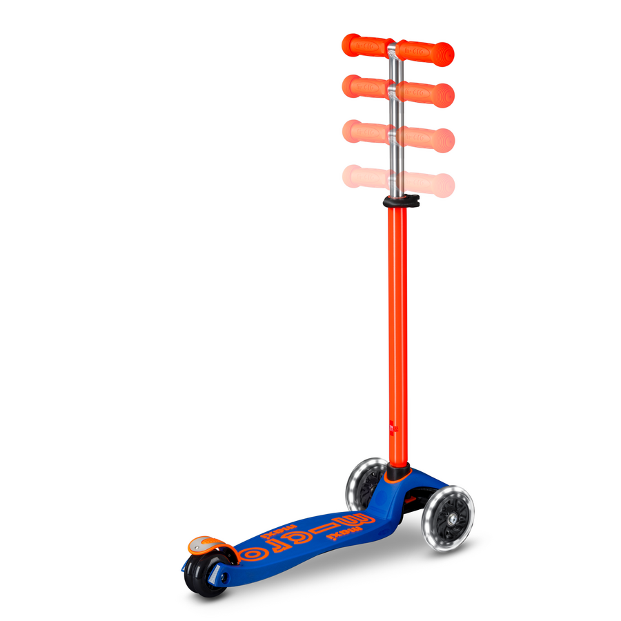 Trottinette Maxi Micro Deluxe LED - trottinette enfant 3 roues - Bleu Orange neon