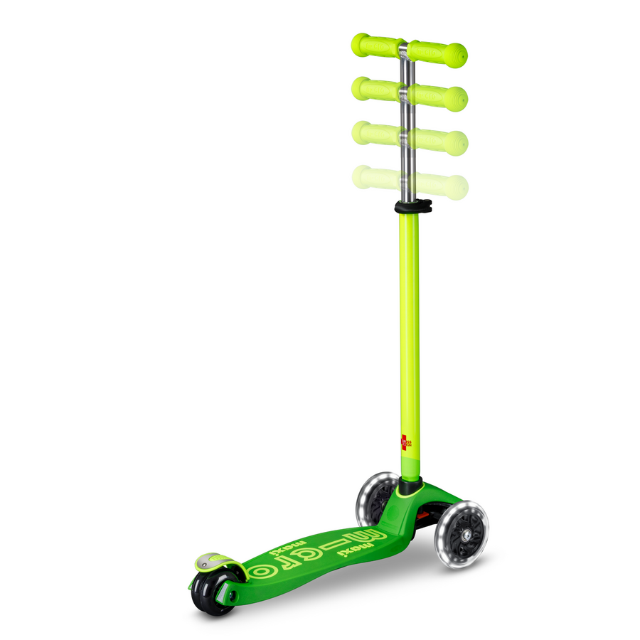 Maxi Micro scooter Deluxe LED - 3-wheel children's scooter - Yellow Green neon