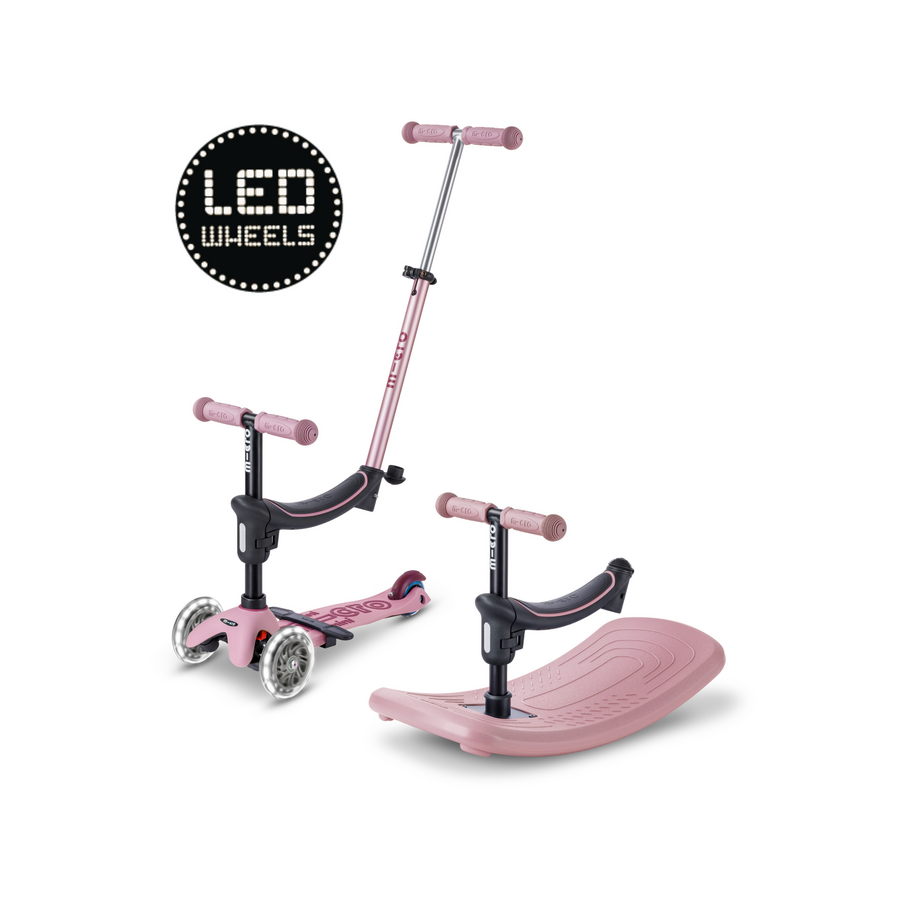 Mini Micro 6in1 scooter Rock & Go LED - multifunctional: rocker - ride-on - scooter - Pink