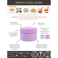 Mini jarre alimentaire isotherme MontiiCo 200ml- pour collations chauds et froids - plusieurs couleurs