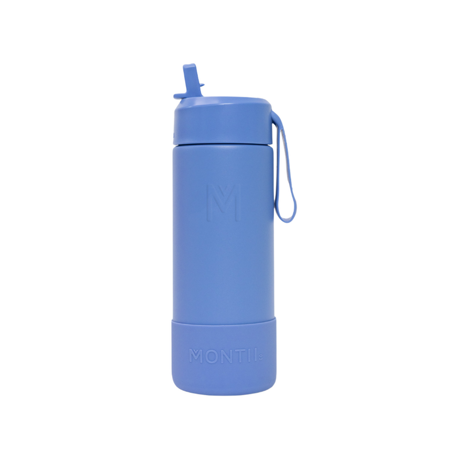 MontiiCo Bouteille Isotherme Sipper – 475 ml – Acier Inoxydable – avec sangle de transport, paille en inox et bumper – Gamme Fusion