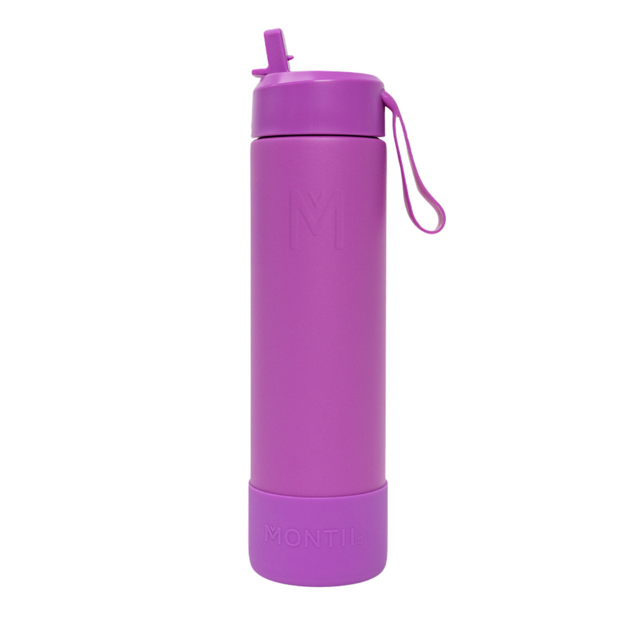 MontiiCo Bouteille Isotherme Sipper – 700 ml – Acier Inoxydable – avec sangle de transport, paille en inox et bumper – Gamme Fusion