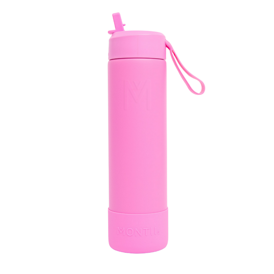 MontiiCo Bouteille Isotherme Sipper – 700 ml – Acier Inoxydable – avec sangle de transport, paille en inox et bumper – Gamme Fusion