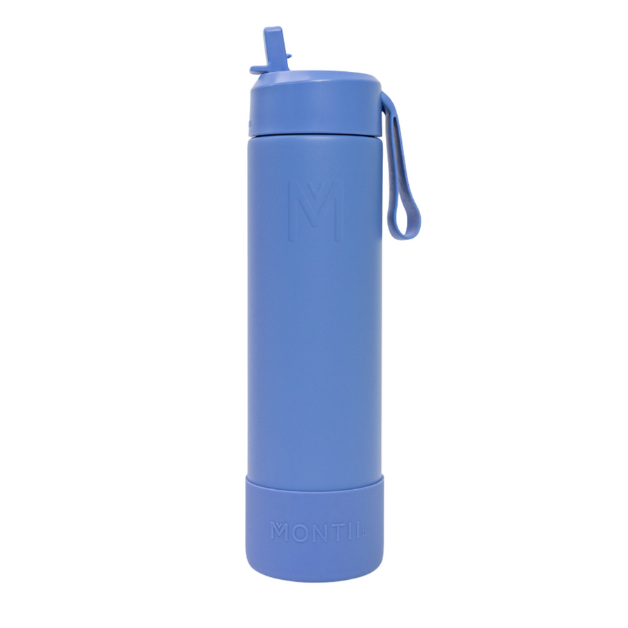 MontiiCo thermo Drinkfles Sipper - 700 ml - RVS - met draagriem, RVS rietje en bumper - Fusion range