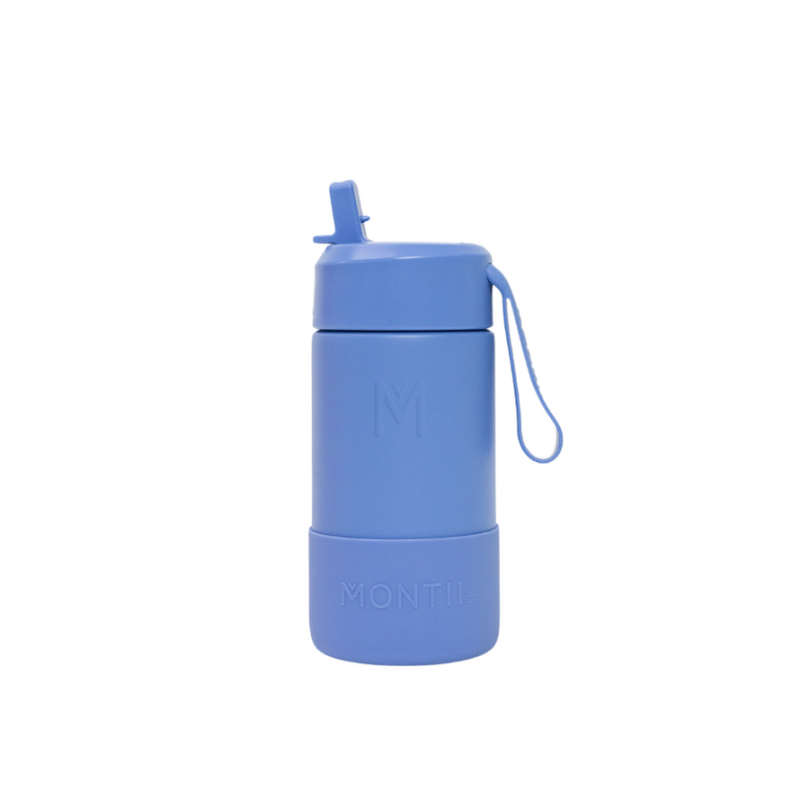 MontiiCo thermo Drinkfles Sipper - 350 ml - RVS - met draagriem, RVS rietje en bumper - Fusion range