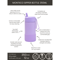 MontiiCo thermo Drinkfles Sipper - 350 ml - RVS - met draagriem, RVS rietje en bumper - Fusion range