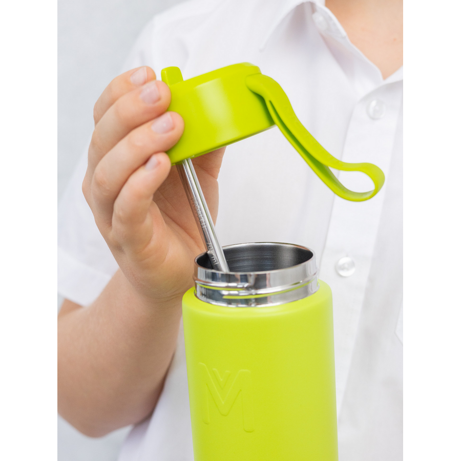 MontiiCo Bouteille Isotherme Sipper – 350 ml – Acier Inoxydable – avec sangle de transport, paille en inox et bumper – Gamme Fusion