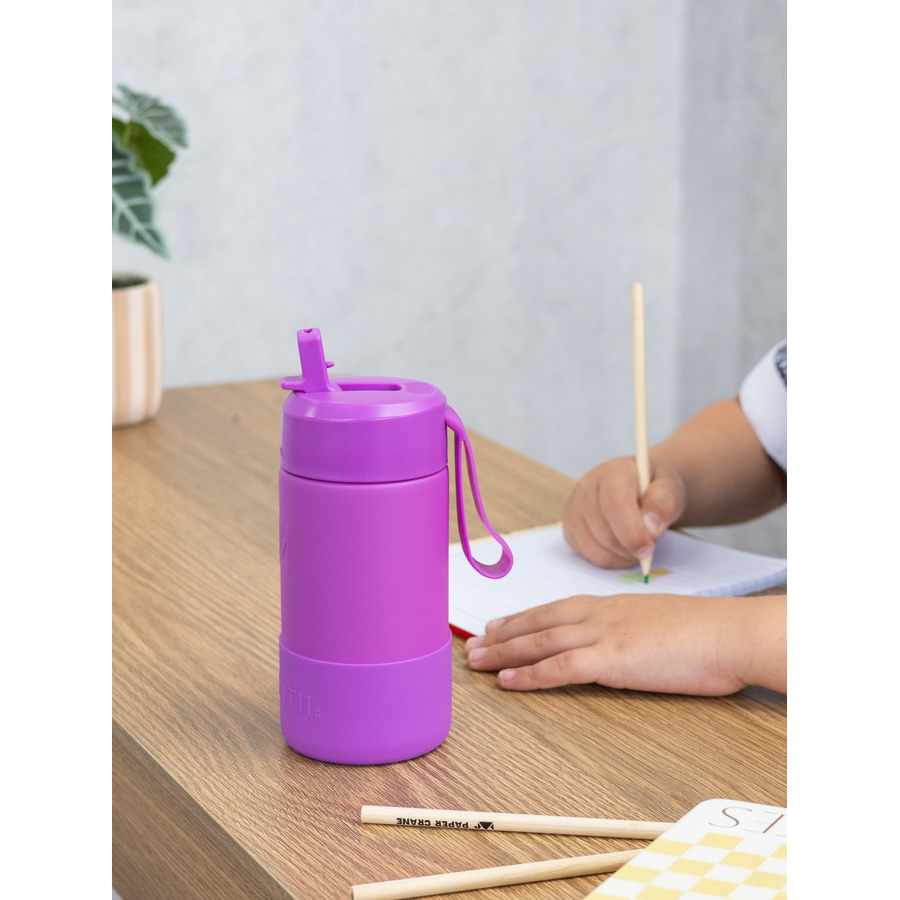 MontiiCo Bouteille Isotherme Sipper – 350 ml – Acier Inoxydable – avec sangle de transport, paille en inox et bumper – Gamme Fusion