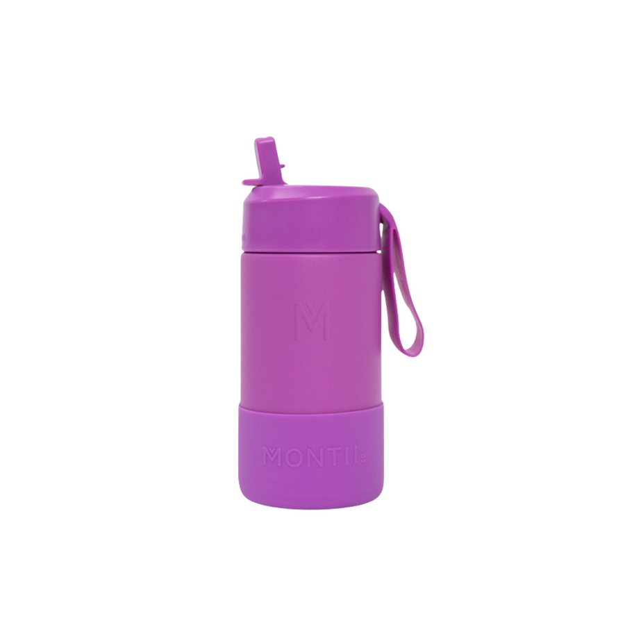 MontiiCo thermo Drinkfles Sipper - 350 ml - RVS - met draagriem, RVS rietje en bumper - Fusion range
