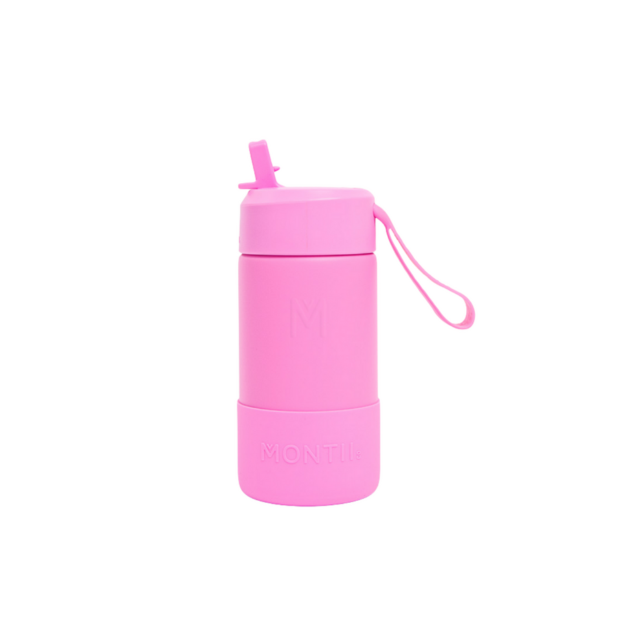 MontiiCo Bouteille Isotherme Sipper – 350 ml – Acier Inoxydable – avec sangle de transport, paille en inox et bumper – Gamme Fusion