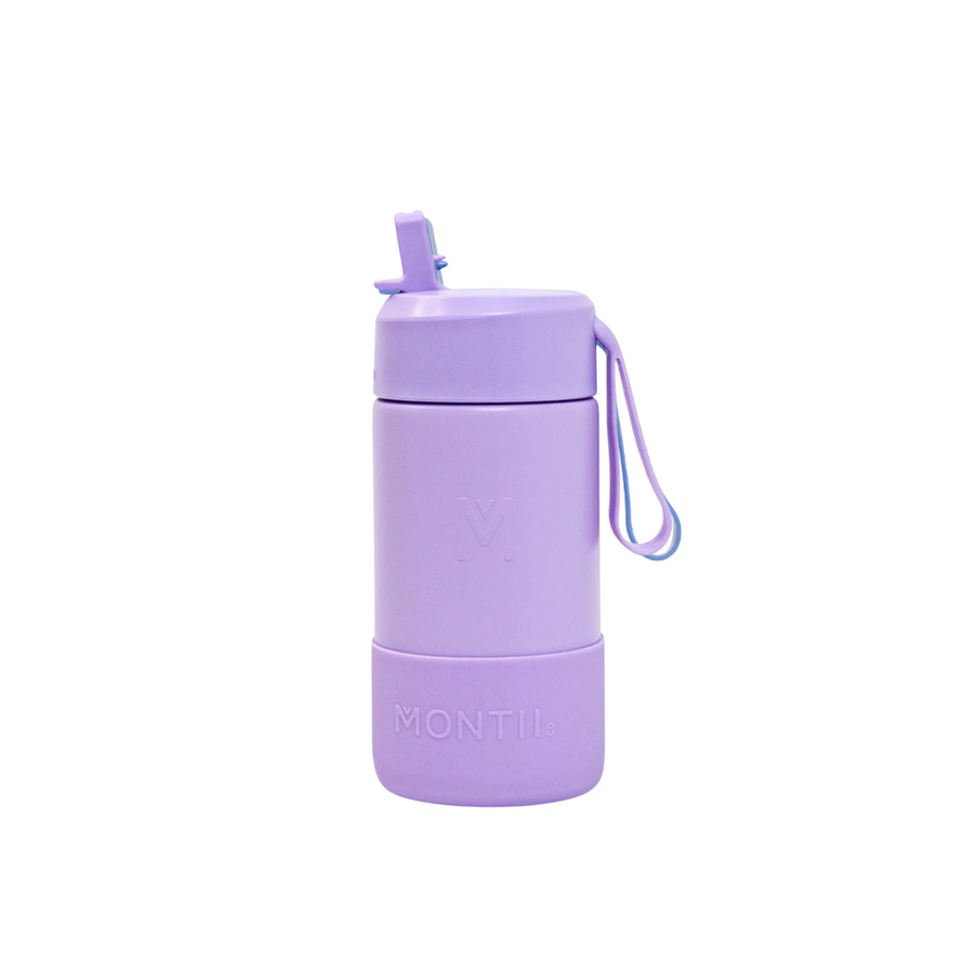 MontiiCo thermo Drinkfles Sipper - 350 ml - RVS - met draagriem, RVS rietje en bumper - Fusion range