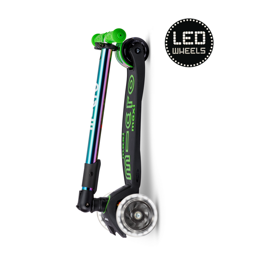 Trottinette Maxi Micro Deluxe pliable LED - trottinette enfant 3 roues - Vert Neochrome