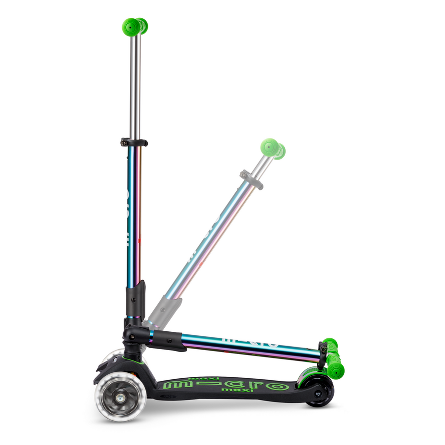 Maxi Micro scooter Deluxe foldable LED - 3-wheel children's scooter - Neochrome Green